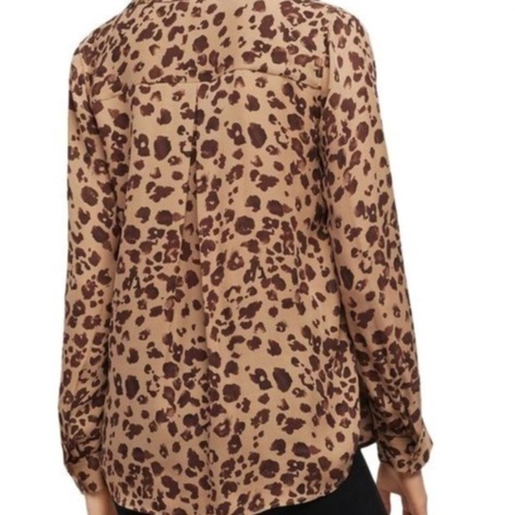 NWT L'Agence Womens Nina Brown Silk Animal Print Top Blouse Shirt, 100% silk - Picture 2 of 7